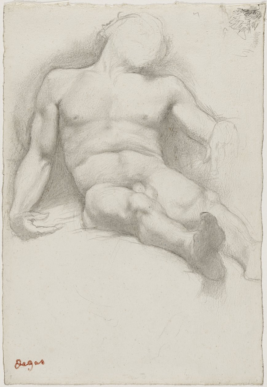 Studie - Ležící nahý muž od Edgar Degas