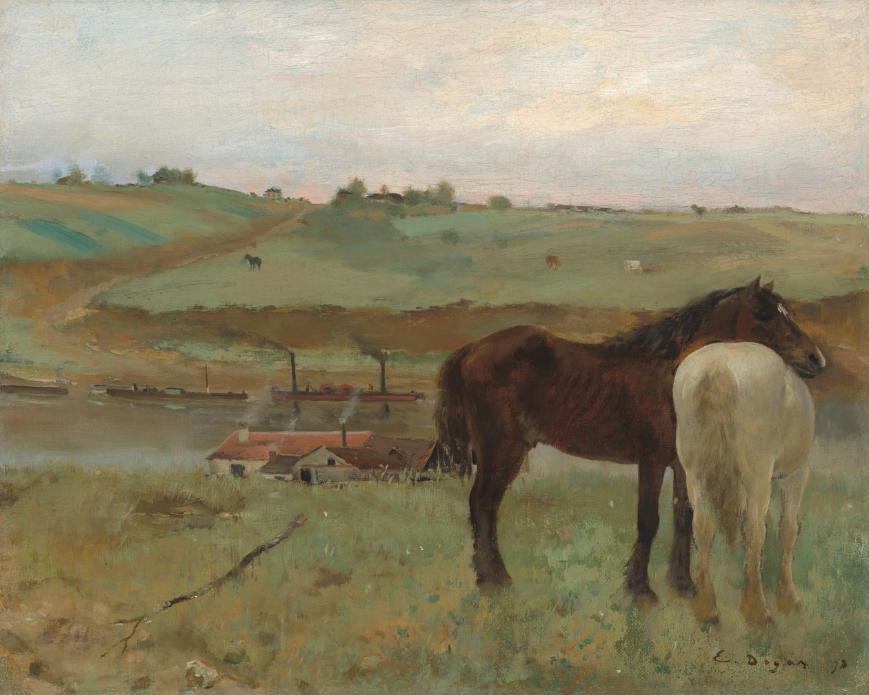 Koně na louce od Edgar Degas