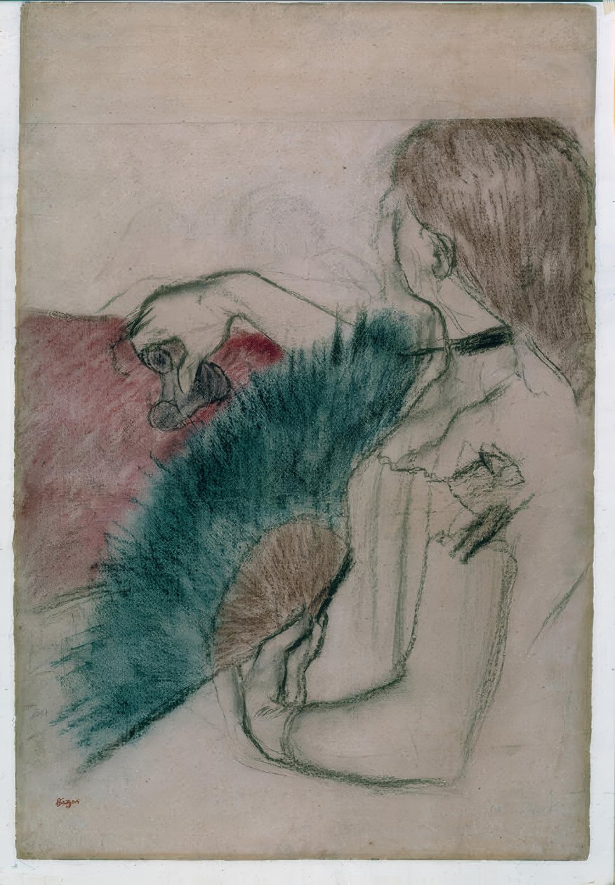 V divadle: žena s vějířem od Edgar Degas
