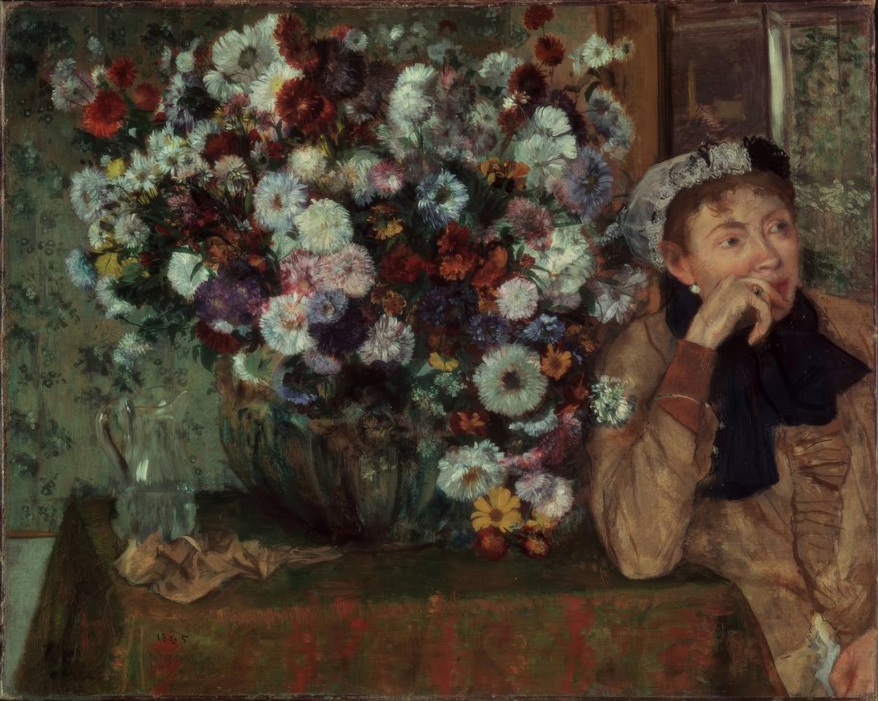 Žena s chryzantémami od Edgar Degas