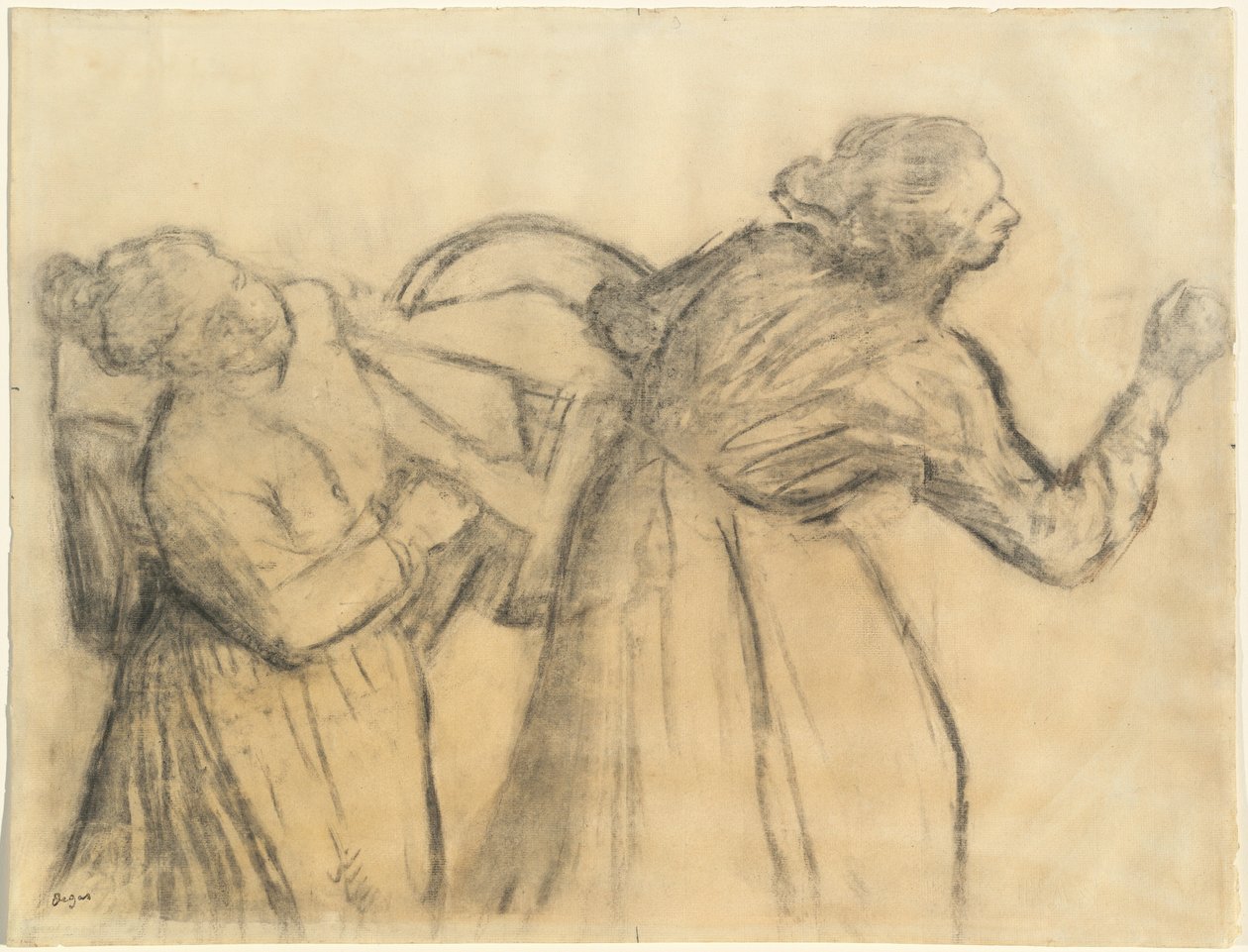 Prádelna nesoucí prádlo od Edgar Degas