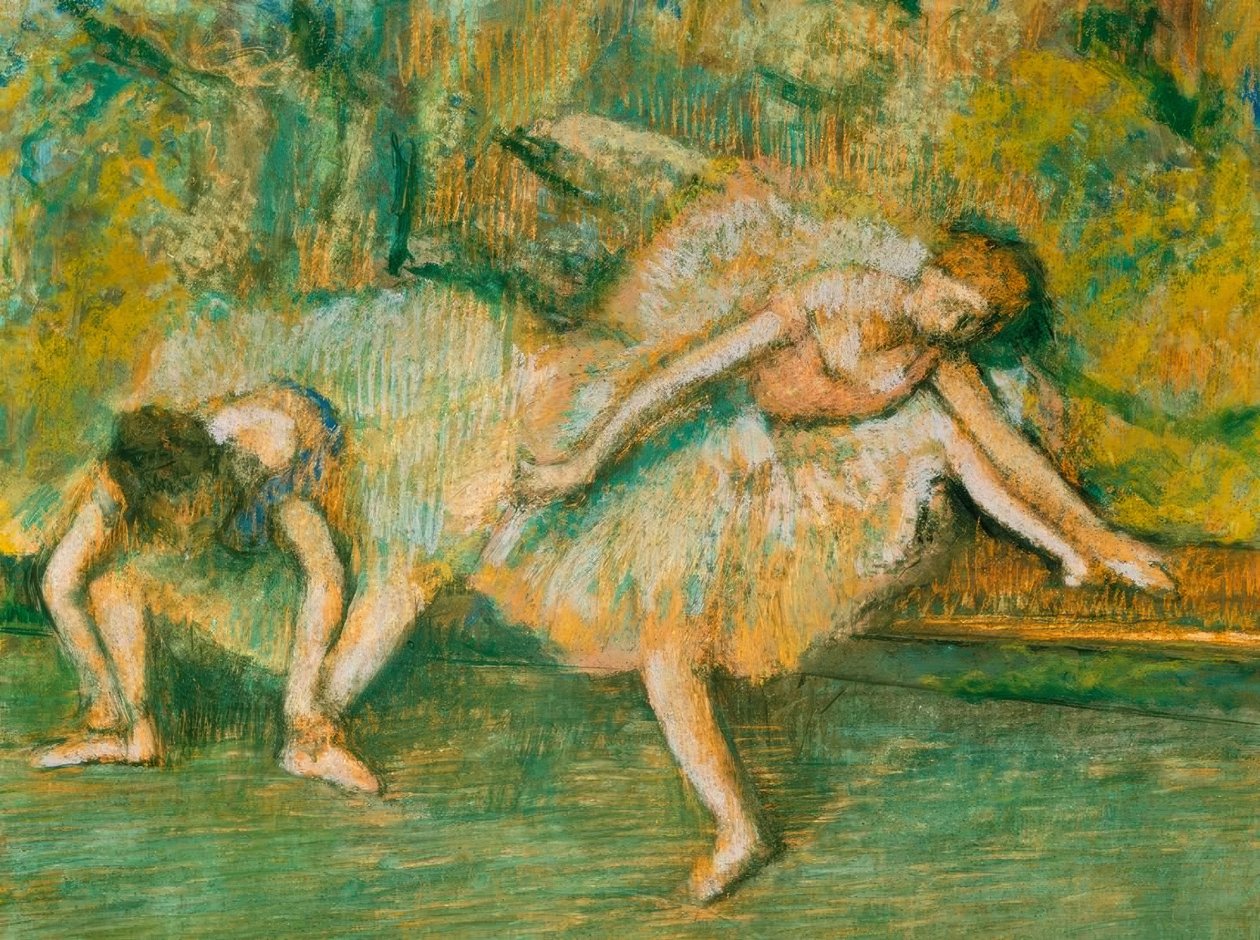 Dva tanečníci na lavičce od Edgar Degas