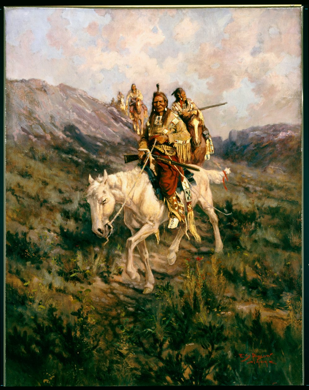 Návštěva jiného kmene, 1909 od Edgar Samuel Paxson