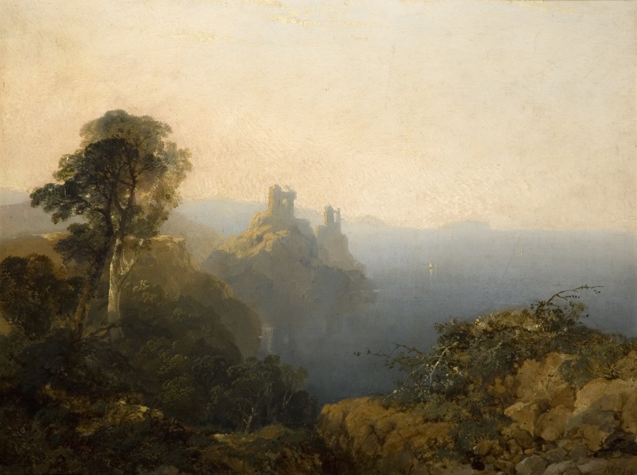 Černý hrad, Wicklow, 1854 od Edmund John Niemann