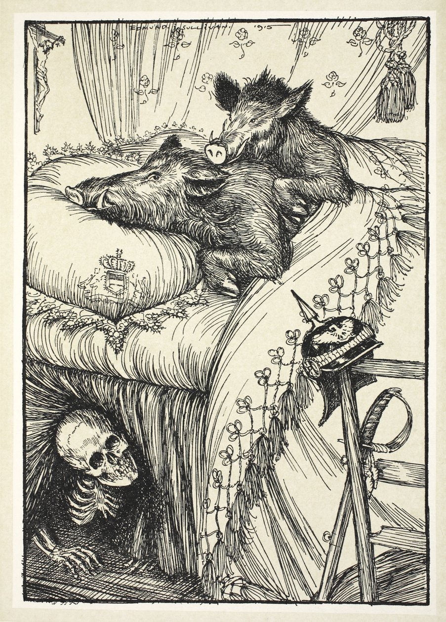 Belgická postel, ilustrace z knihy The Kaiser