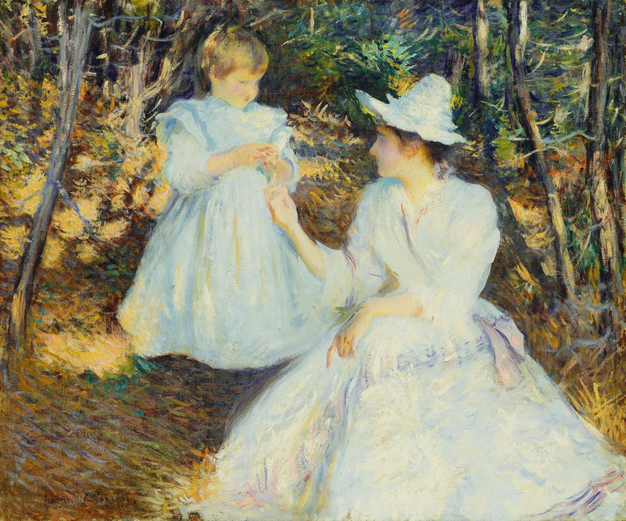 Matka a dítě v borovém lese od Edmund Charles Tarbell