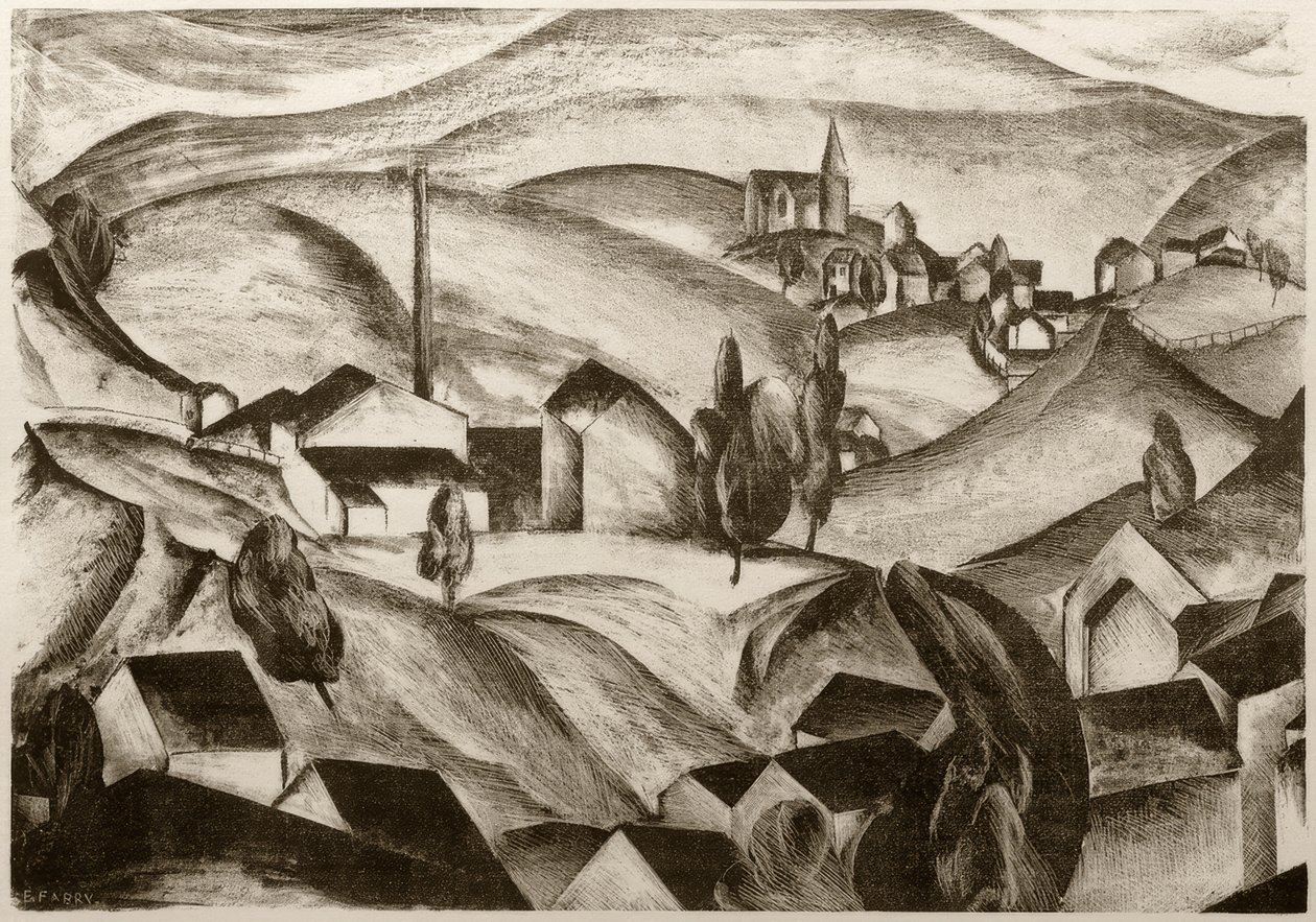 Krajina s domy od Edmund Fabry