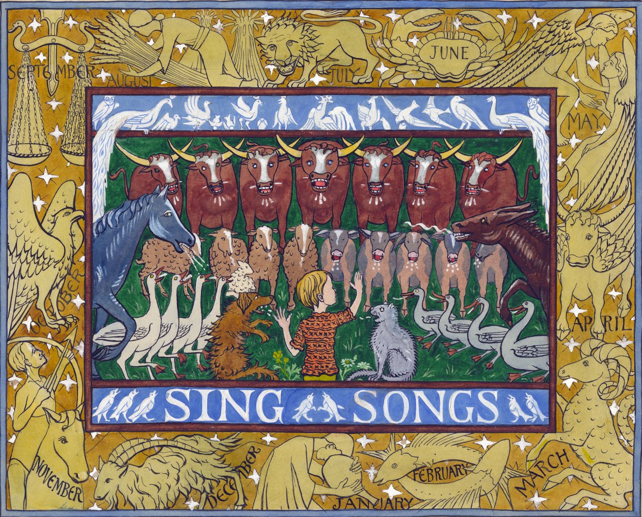 Sing Songs, cca 1935 (kvaš na papíře) od Edmund Hunter