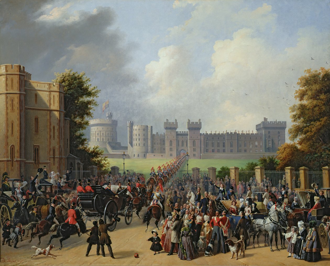Příjezd Louis-Philippe (1773-1850) na hrad Windsor, 8. října 1844, 1845 od Edouard Pingret