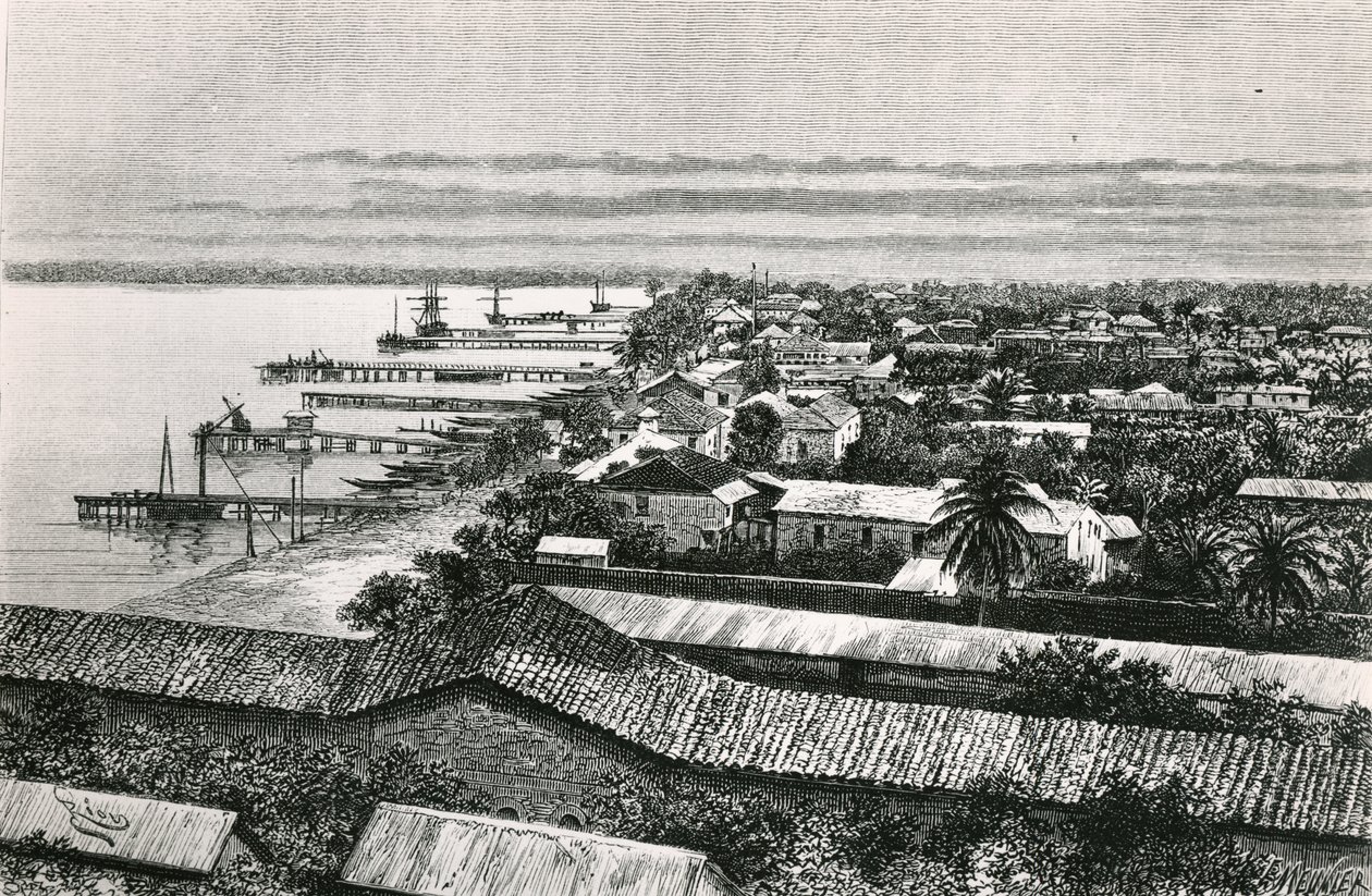 Evropská čtvrť v Lagosu, Nigérie, 1887 od Edouard Riou