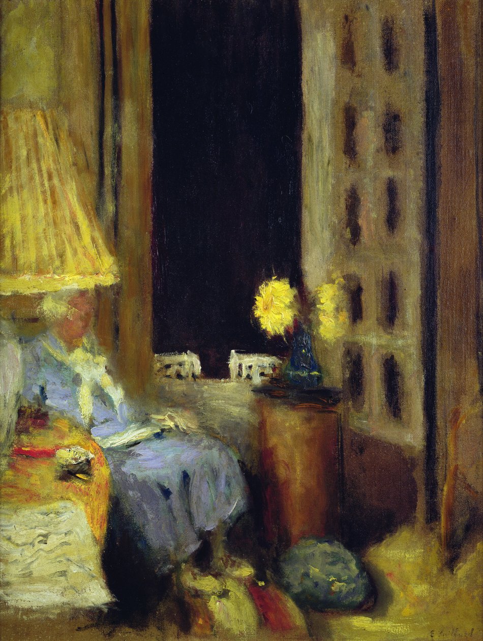 Žena čte večer od Edouard Vuillard