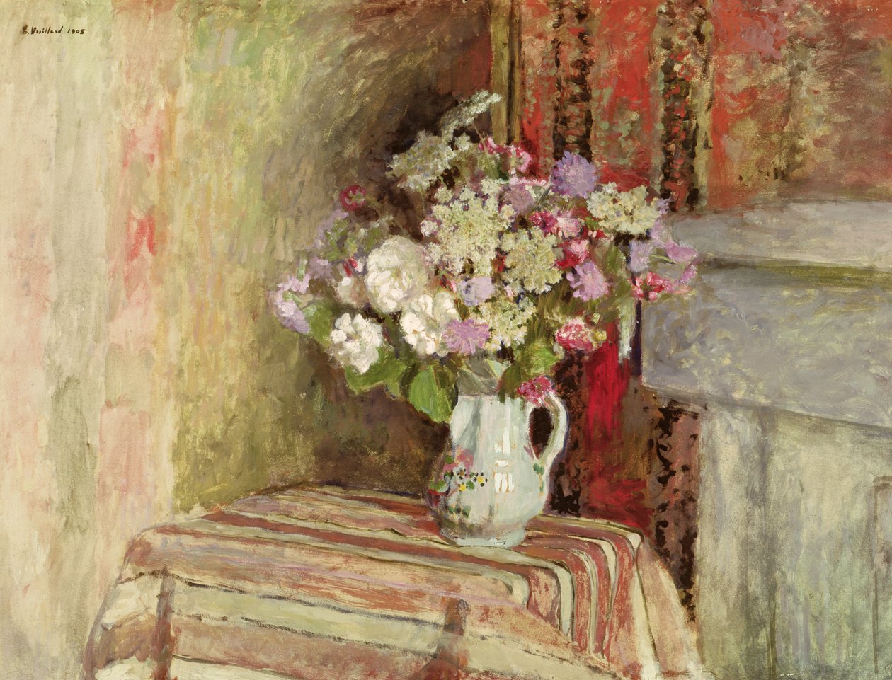 Květiny ve váze, 1905 (olej na kartě) od Edouard Vuillard