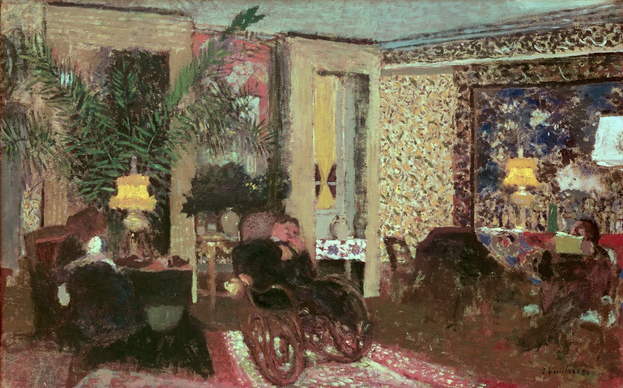 Interiér aneb, Salon se třemi lampami, 1899 od Edouard Vuillard