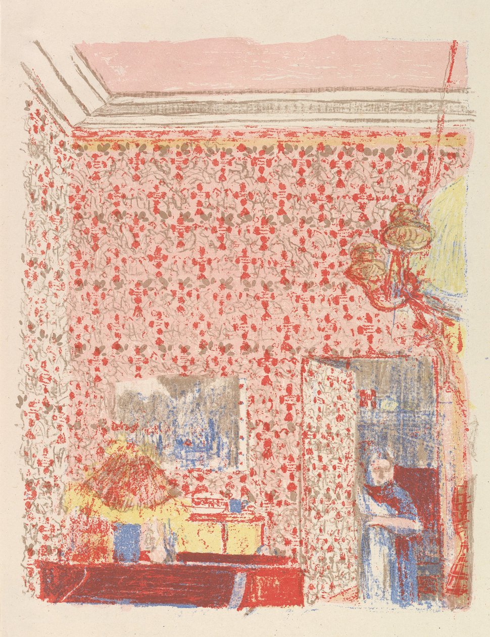 Interiér s růžovou tapetou I, ze série Paysages et Intérieurs, 1899 od Edouard Vuillard