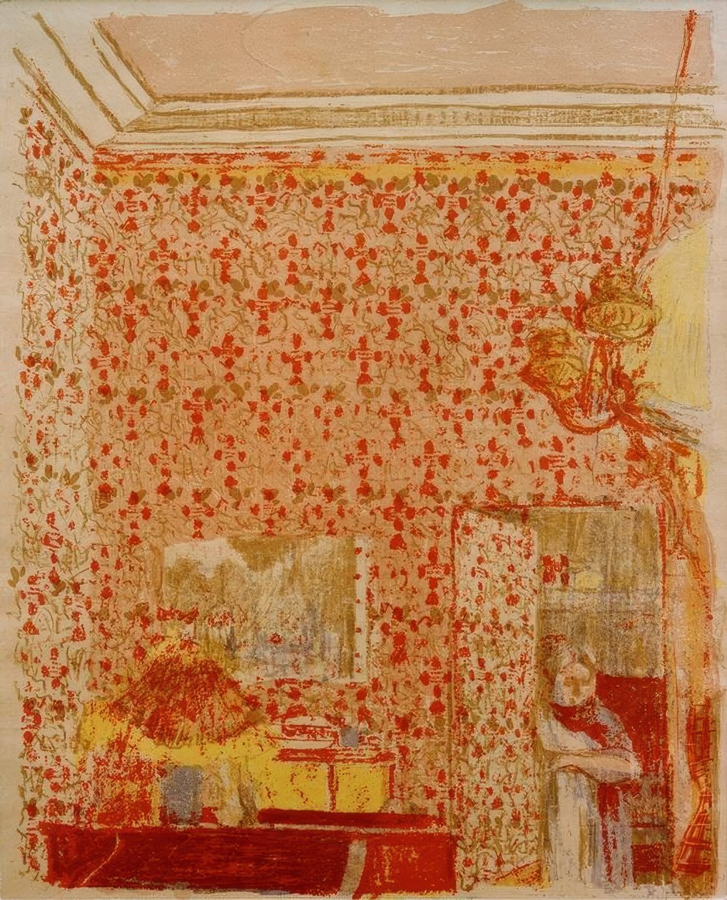 Interiér s růžovými závěsy I od Edouard Vuillard