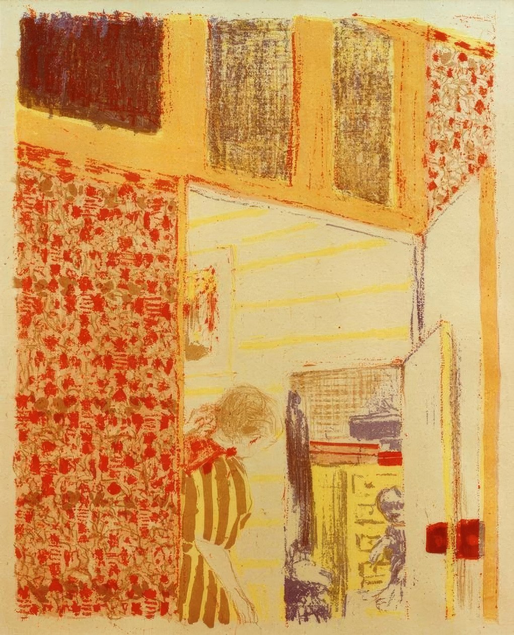 Interiér s růžovými závěsy III od Edouard Vuillard