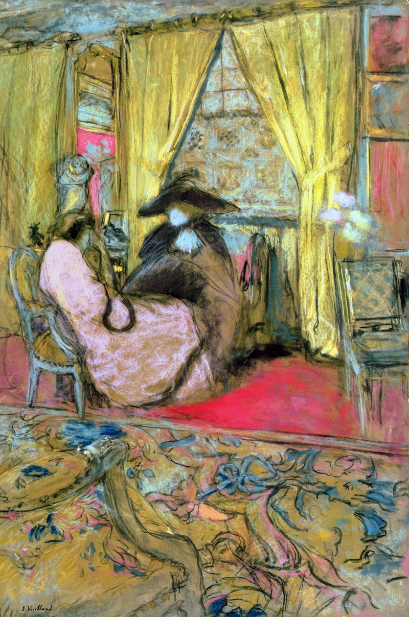 The Visit, c.1910 (pastel na papíře) od Edouard Vuillard