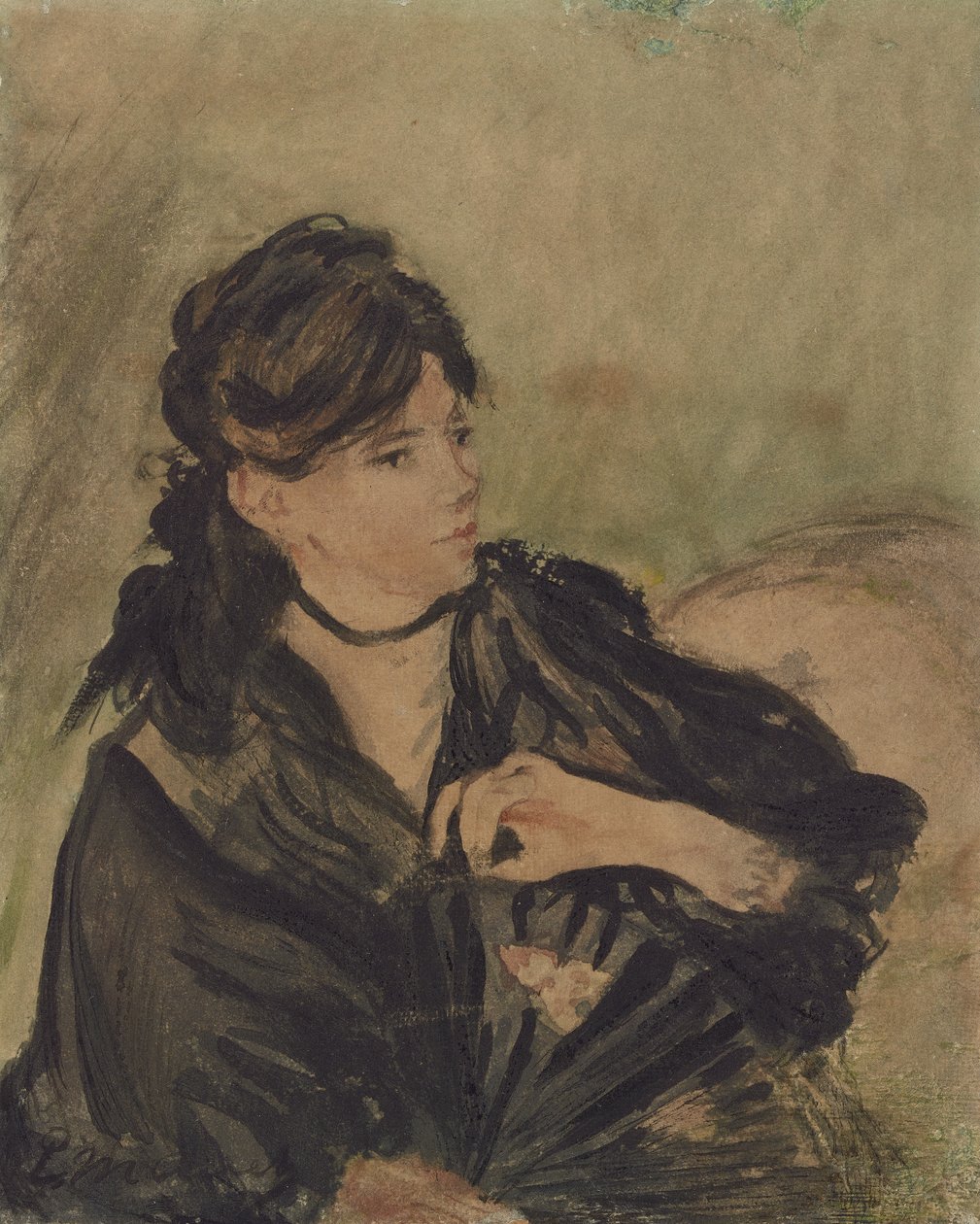 Berthe Morisot tuulettimen kanssa od Edouard (after) Manet