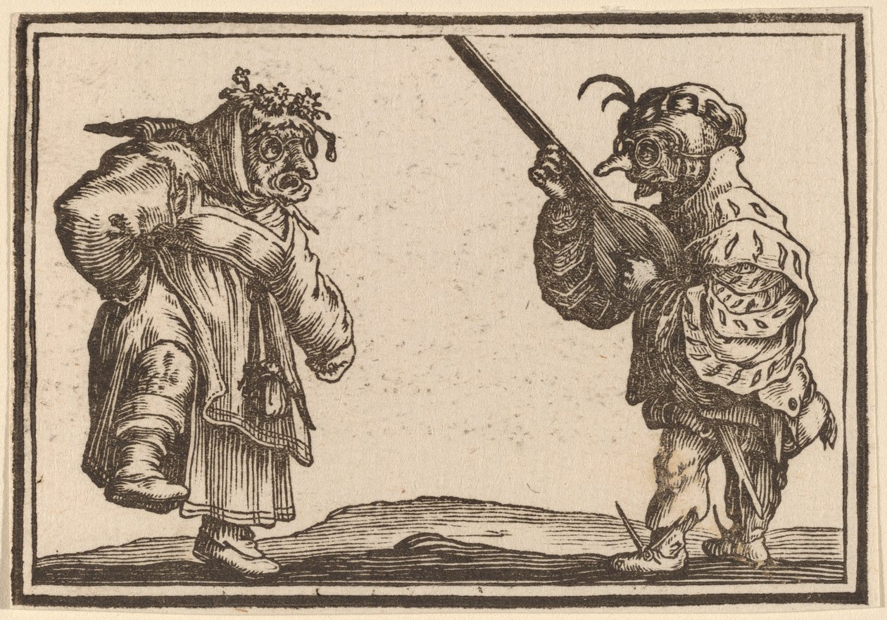 Tanečníci s loutnou od Edouard Eckman after Jacques Callot