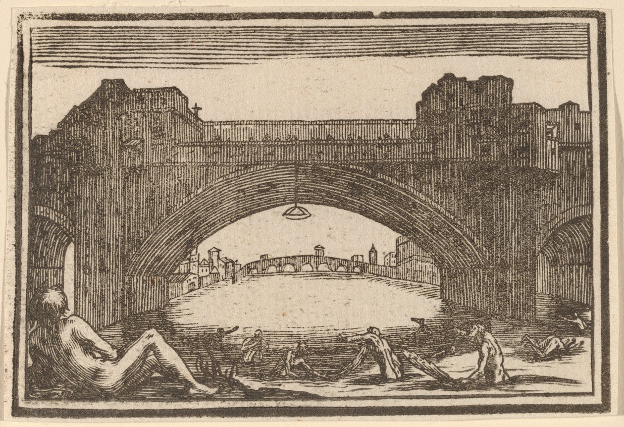 Ponte Vecchio, Florencie od Edouard Eckman after Jacques Callot