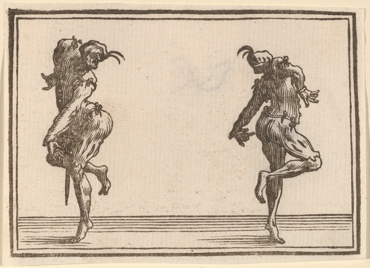 Tančící dva Pantaloony od Edouard Eckman after Jacques Callot