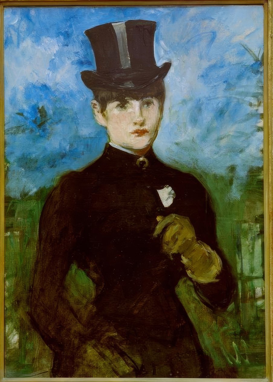 Amazonka, modré pozadí od Édouard Manet
