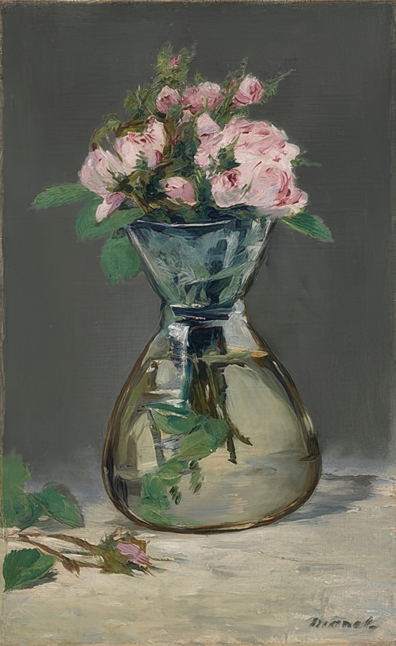 Mechové růže ve váze. 1882 od Édouard Manet