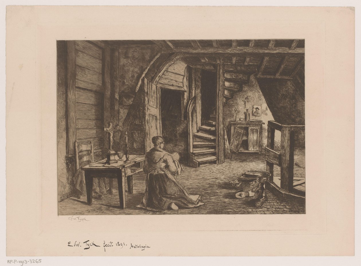 Interiér podkroví od Edouard Tyck (signed by artist)