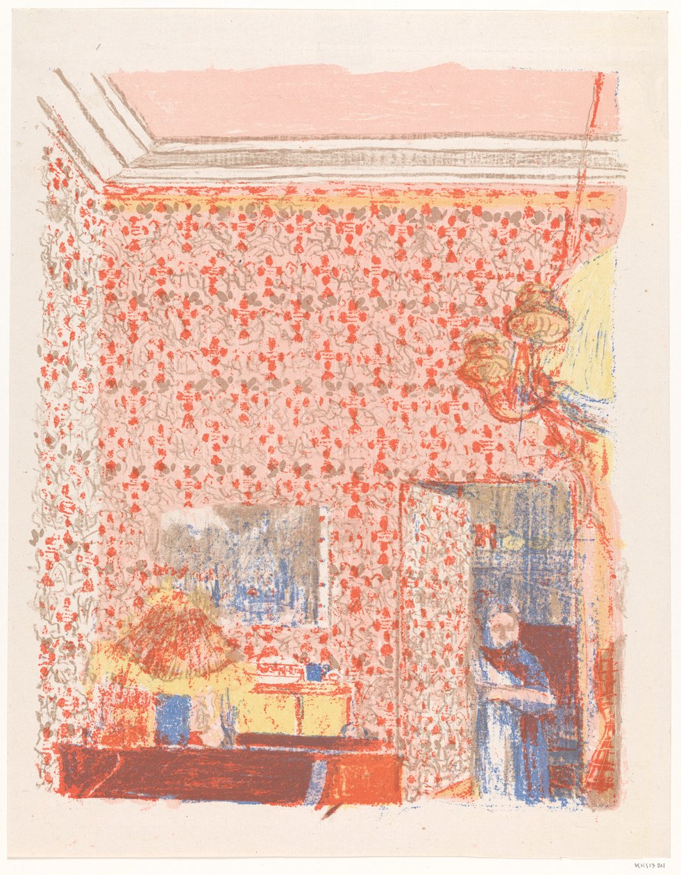 Interiér s růžovými závěsy I od Edouard Vuillard