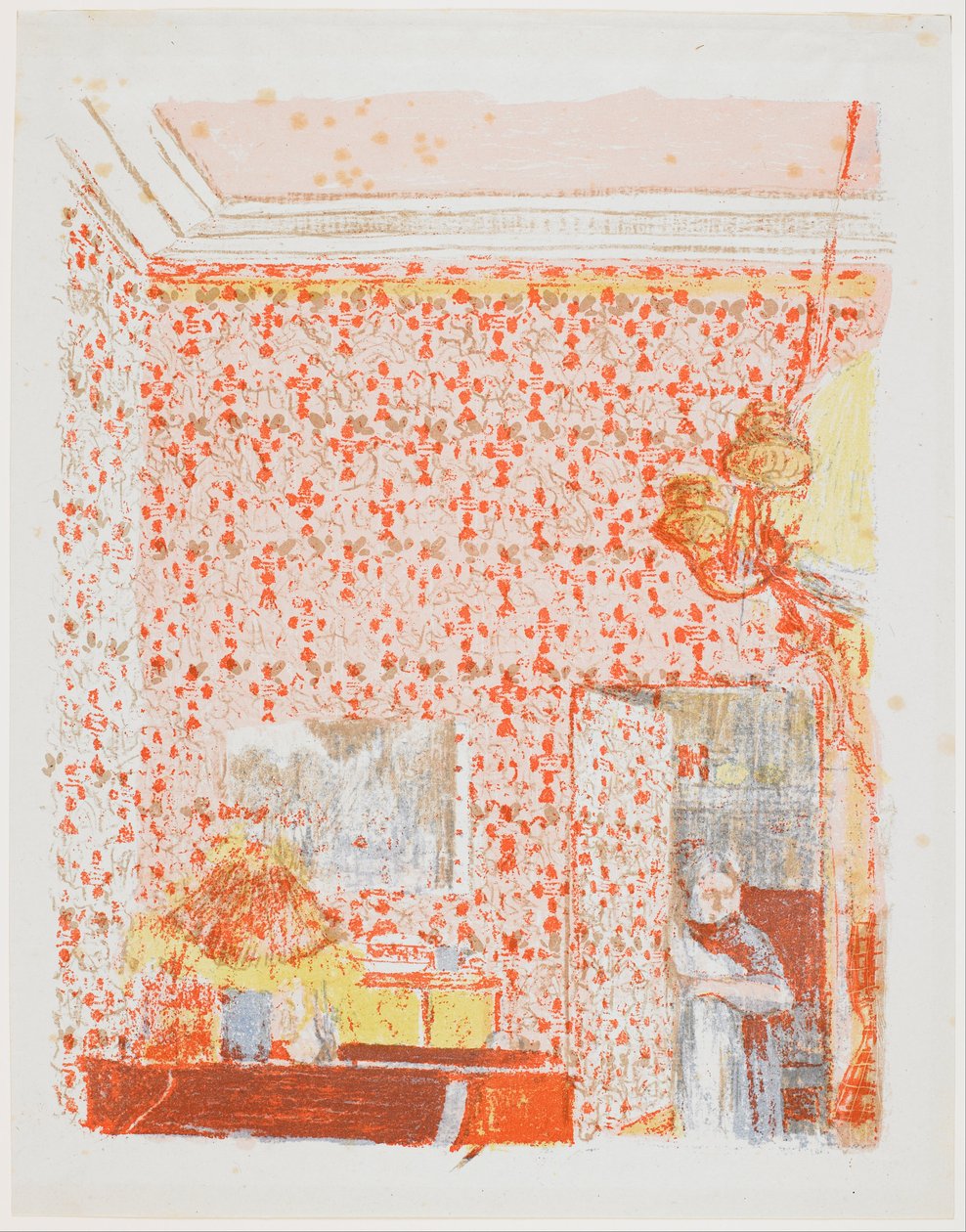 Interiér s růžovými závěsy I od Edouard Vuillard