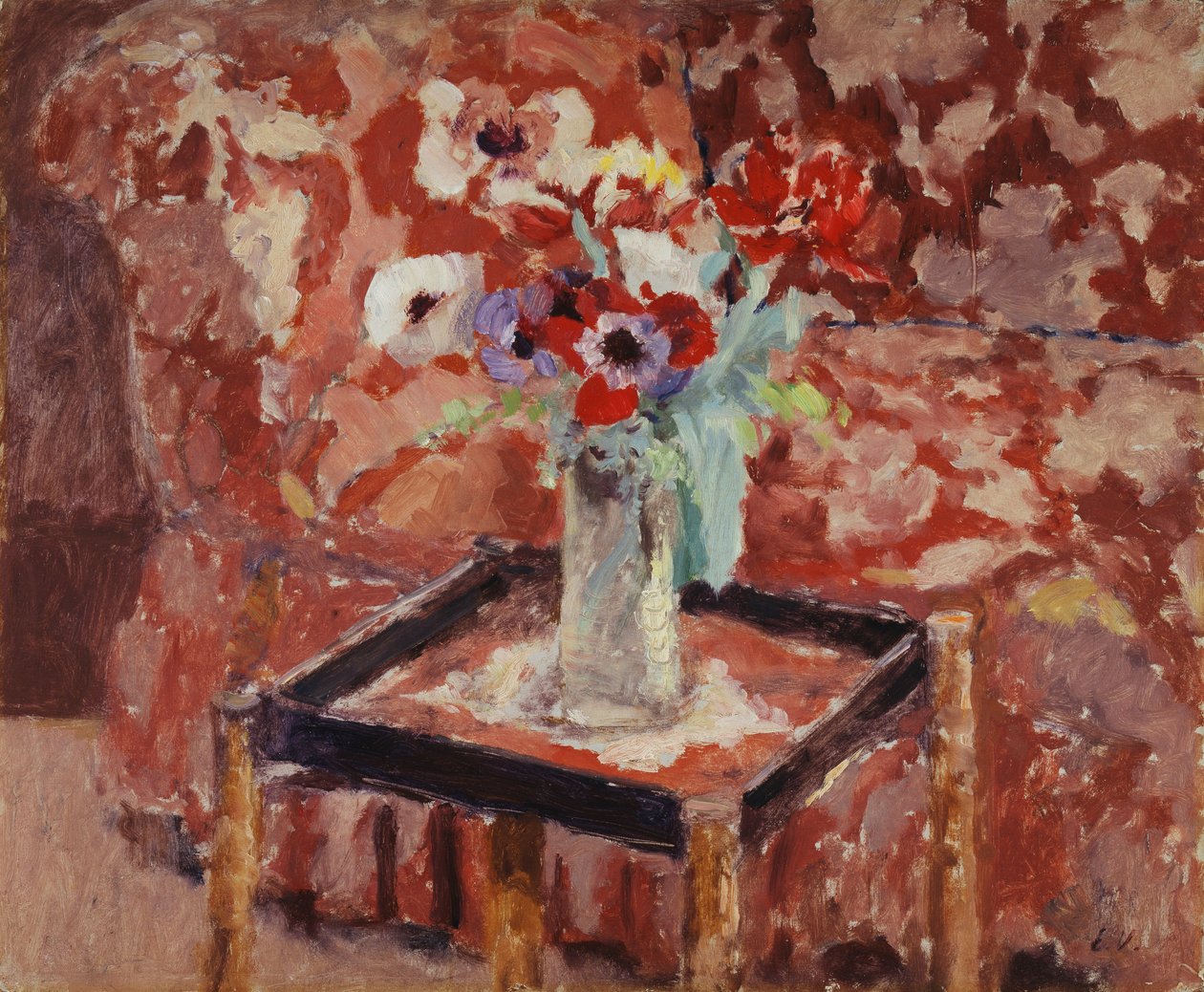 Váza se sasankami na stole, kolem roku 1906 od Edouard Vuillard
