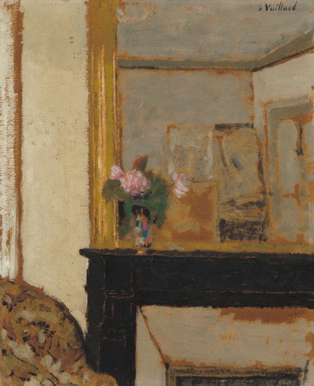 Váza s květinami na krbové římse od Edouard Vuillard