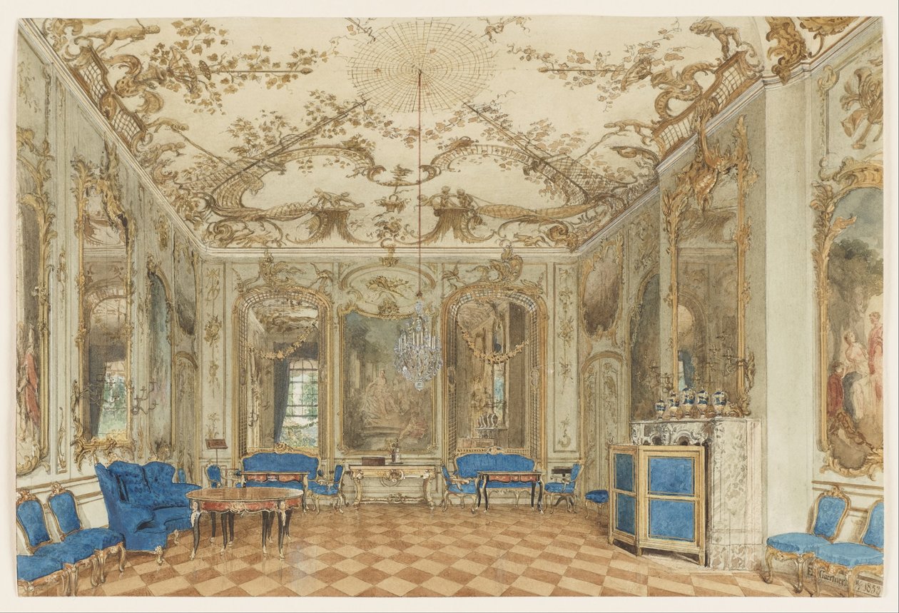 Koncertní sál zámku Sanssouci, Postupim, Německo od Eduard Gaertner