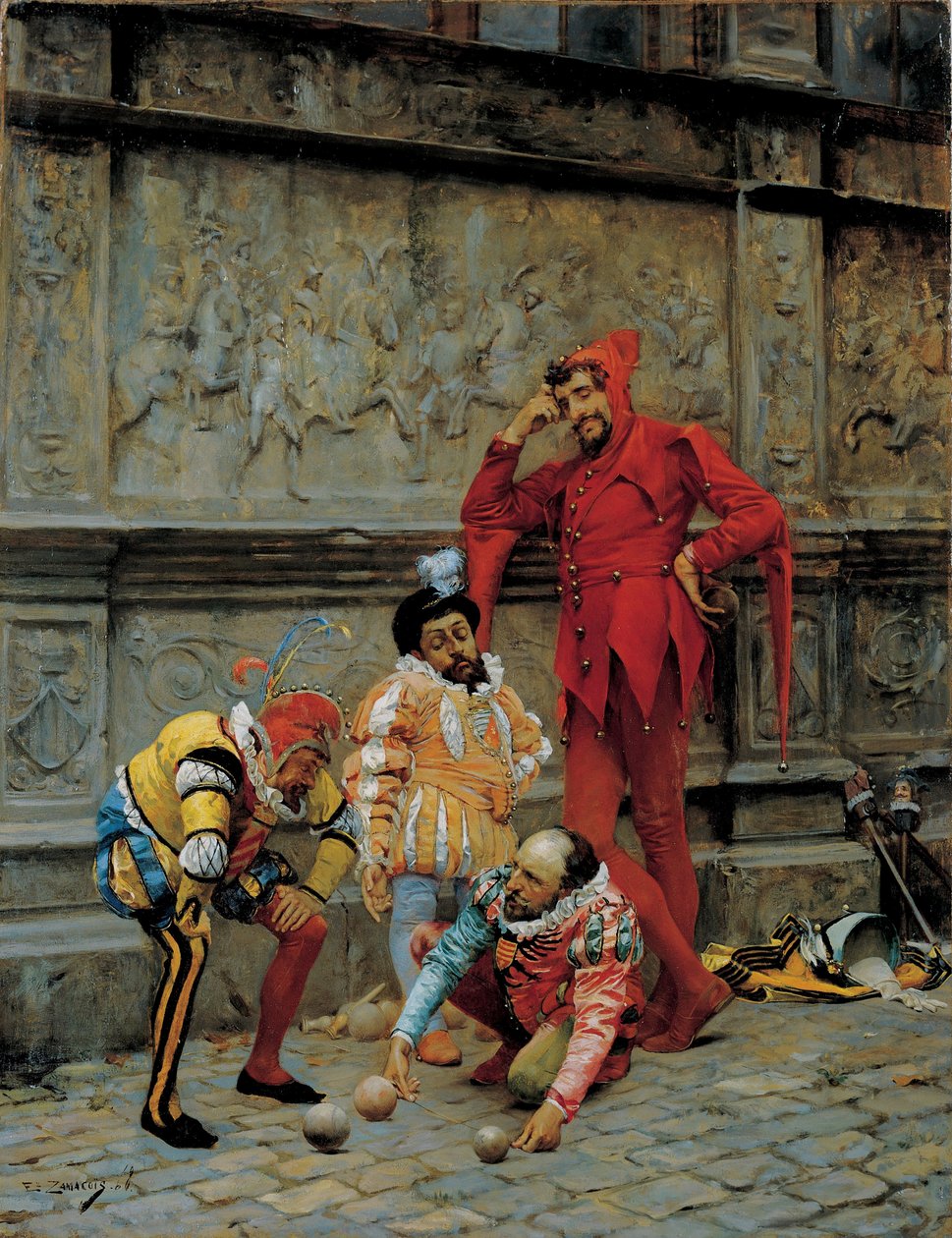 Šašci hrají Cochonnet, 1868 od Eduardo Zamacois y Zabala