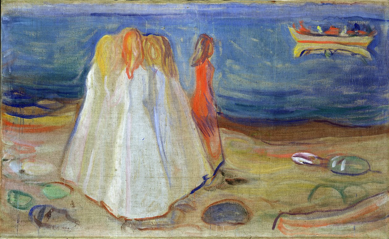 Girls at the Seaside, 1906 (tempera na plátně) od Edvard Munch