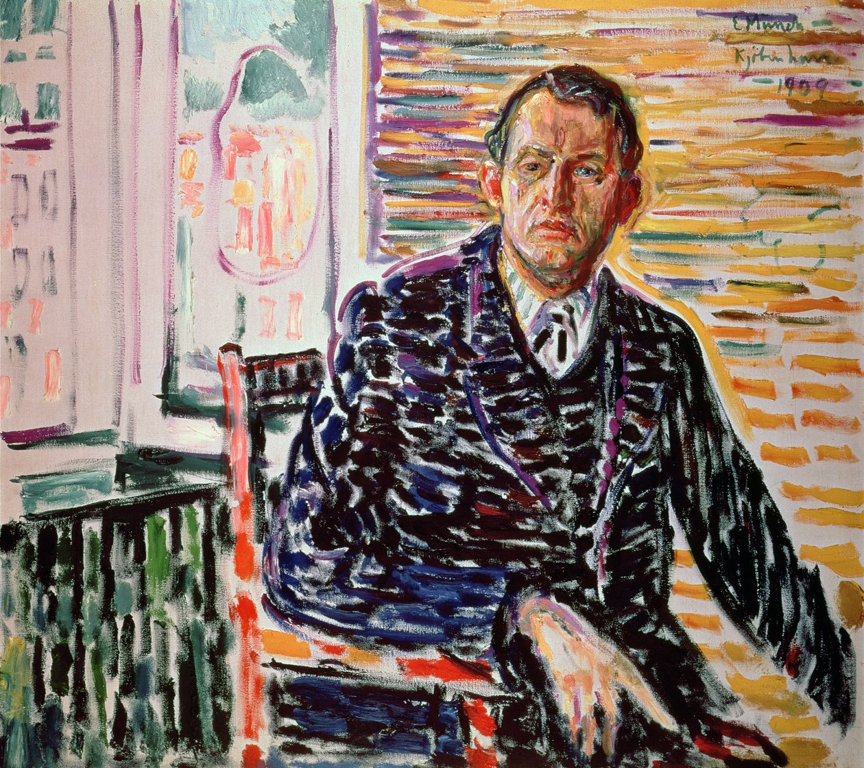 Autoportrét v modré košili od Edvard Munch