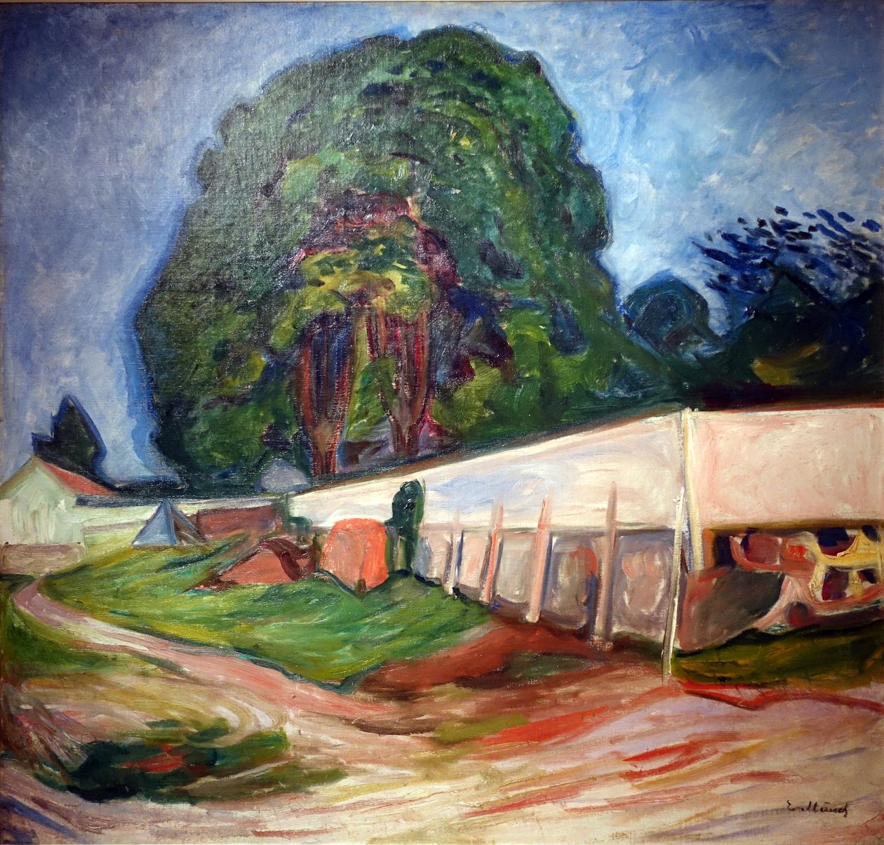 Stromy a zahradní zeď v Åsgårdstrand od Edvard Munch