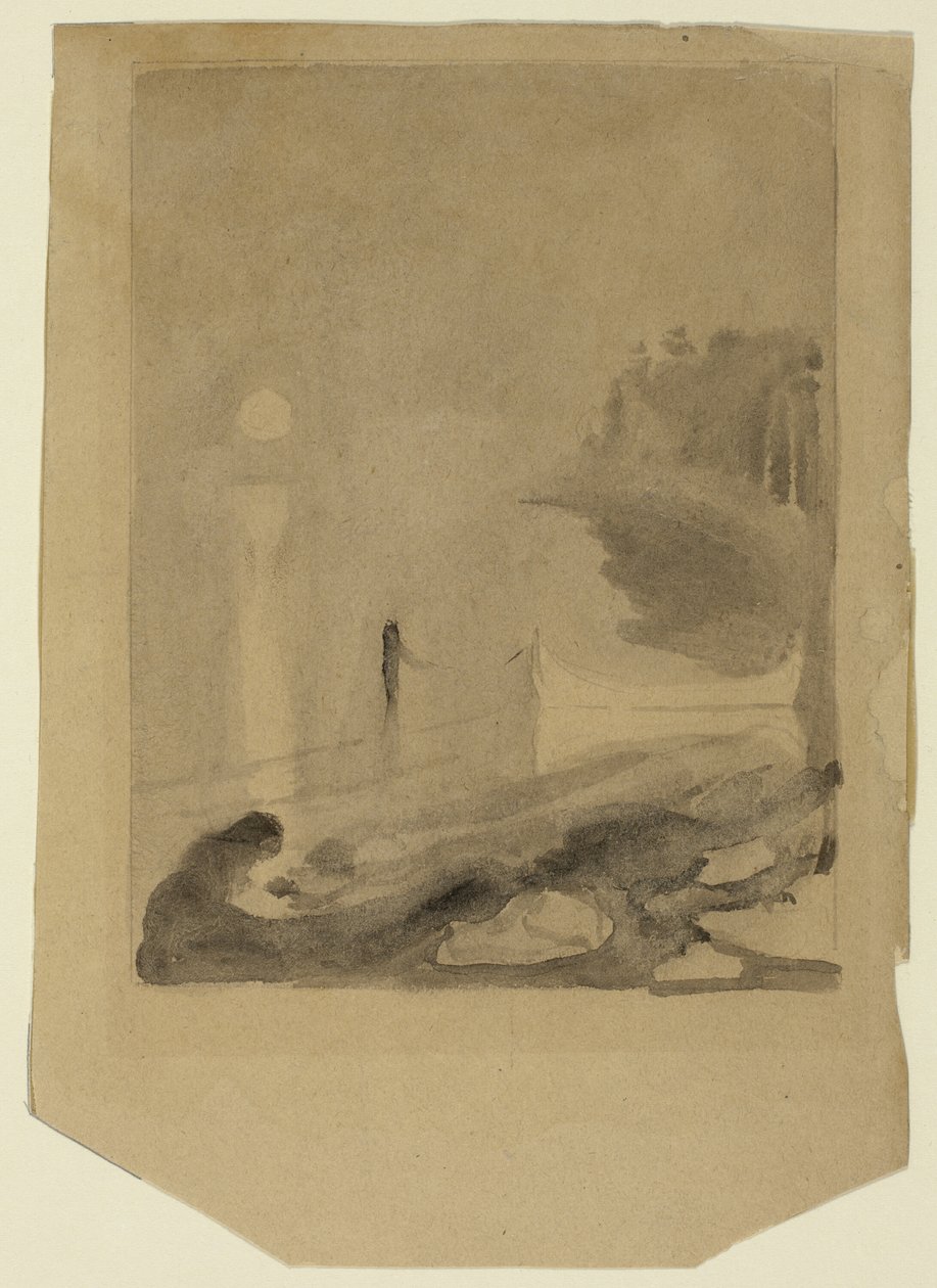 Loď přivázaná k molu od Edvard Munch