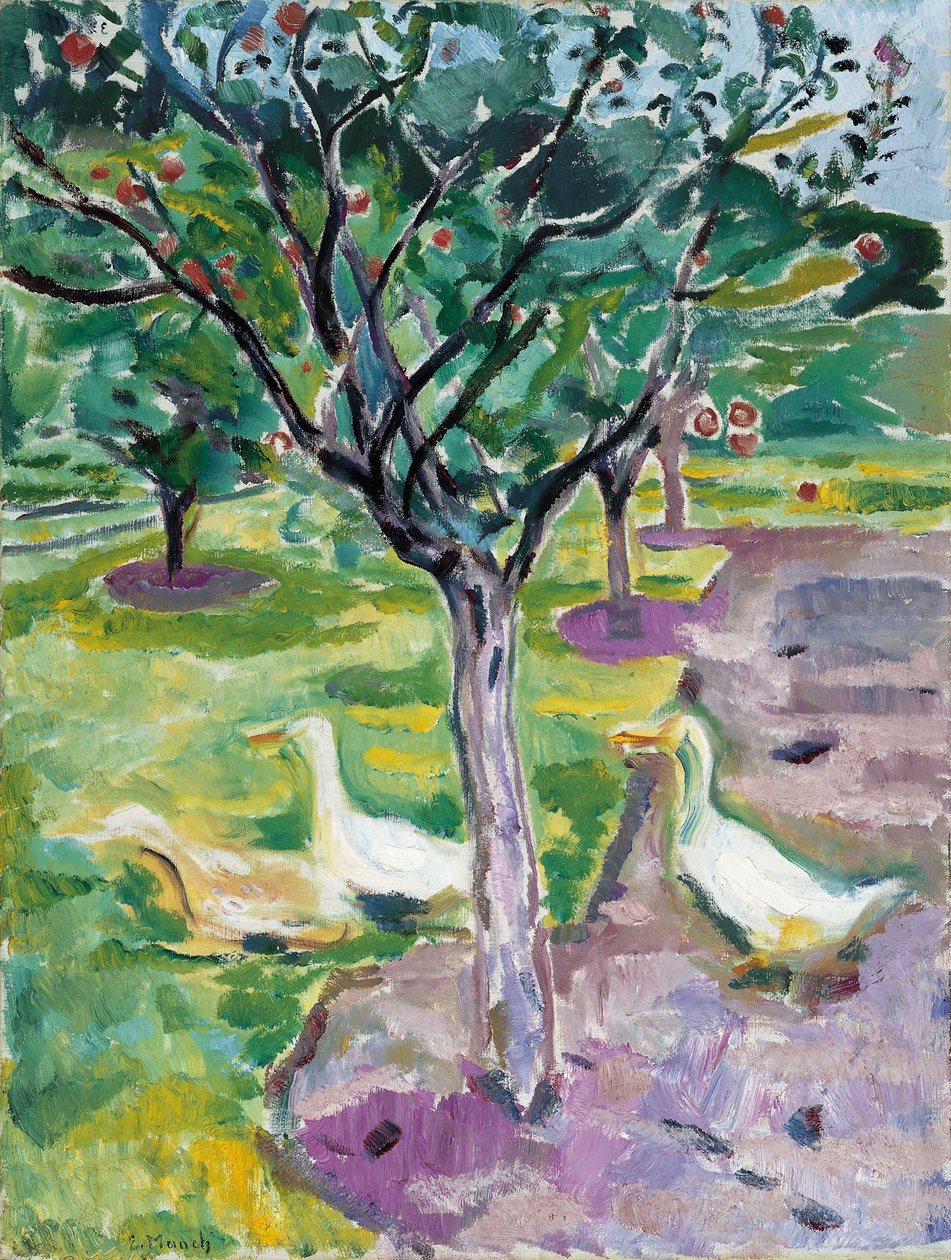 Husy v sadu, c. 1911 od Edvard Munch