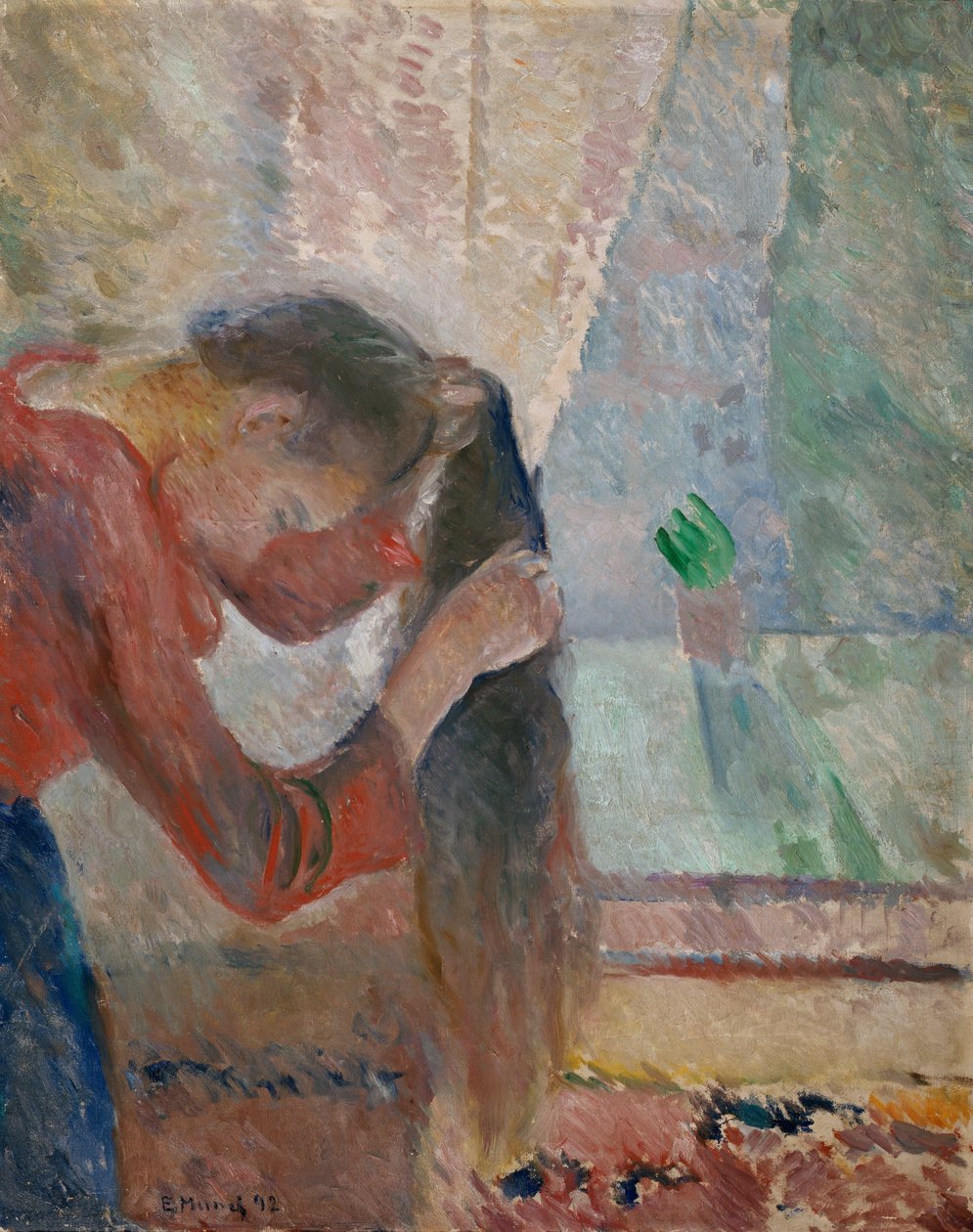 Dívka si češe vlasy od Edvard Munch