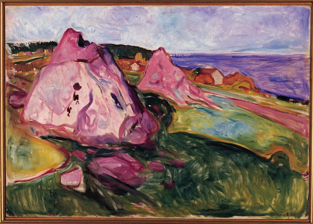 Krajina, fialové skály od Edvard Munch