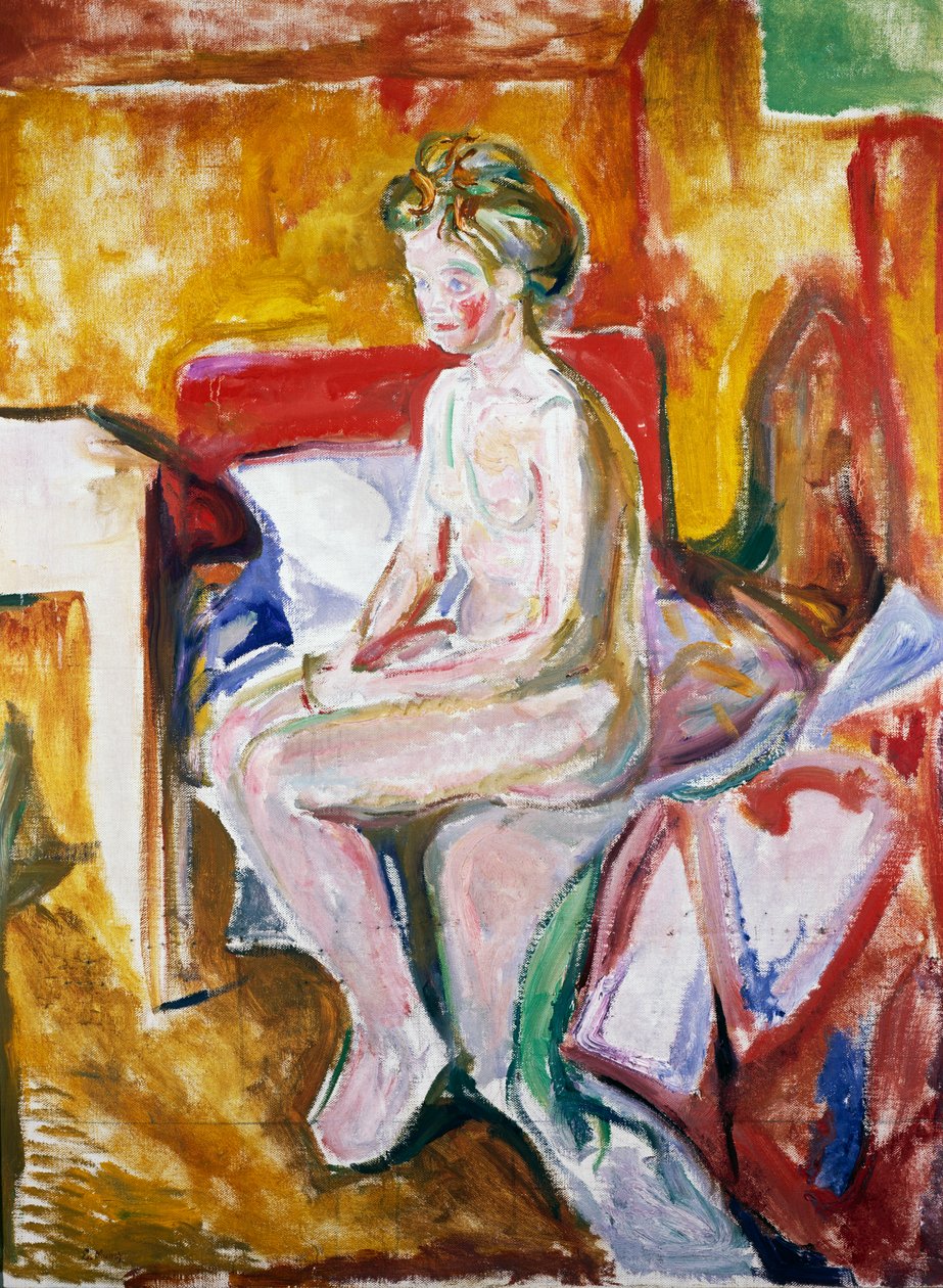 Nahá na okraji postele od Edvard Munch
