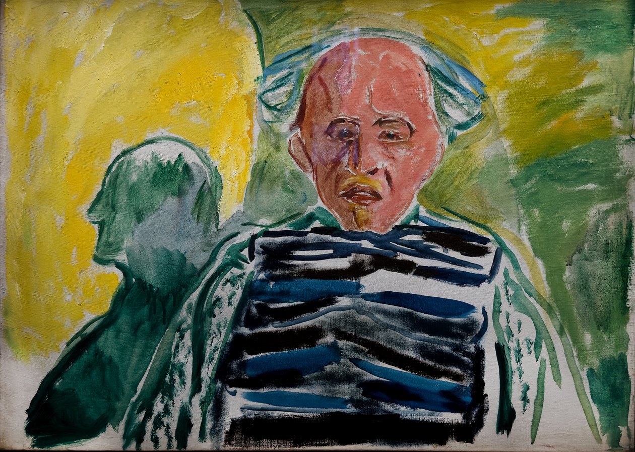 Autoportrét v pruhovaném svetru od Edvard Munch