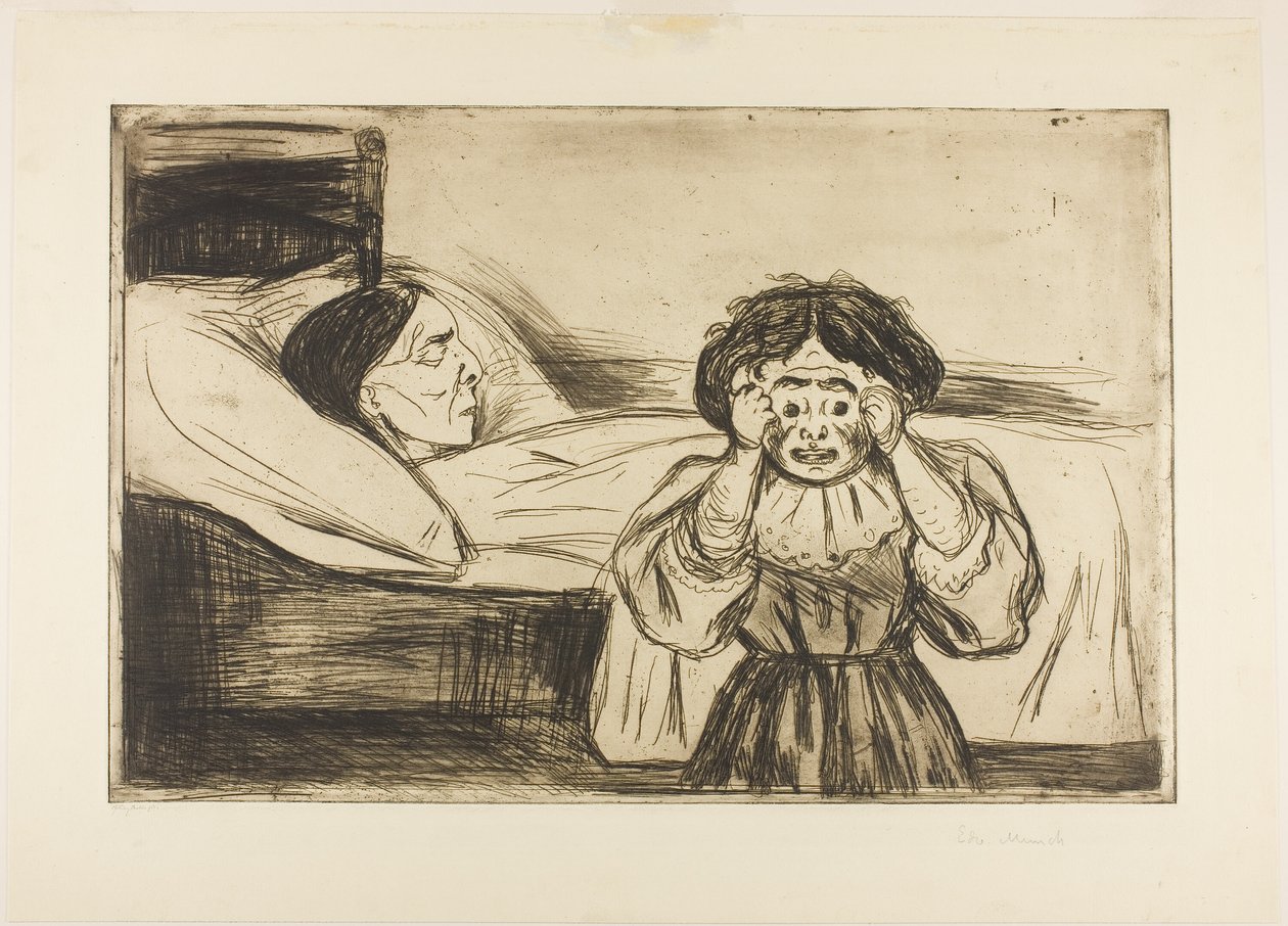 Mrtvá matka a její dítě od Edvard Munch
