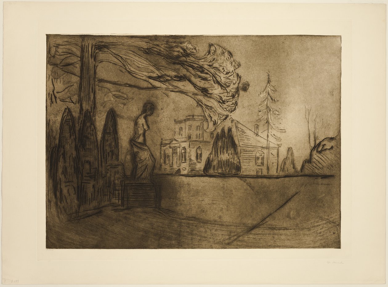 Zahrada v noci od Edvard Munch