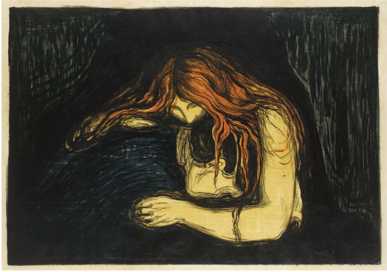 The Vampire II, 1895-1900 od Edvard Munch