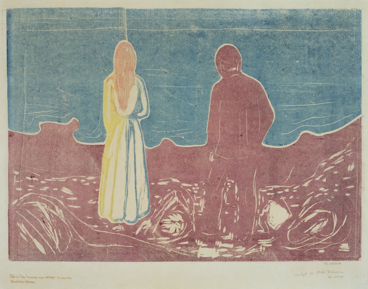 Dva lidé, 1899 (The Lonely Ones) od Edvard Munch