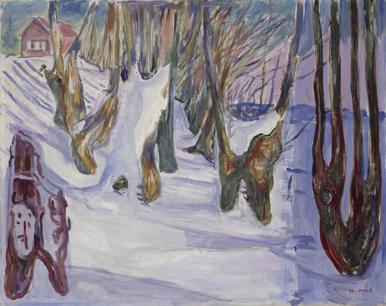 Zimní krajina s domem (olej na plátně) od Edvard Munch