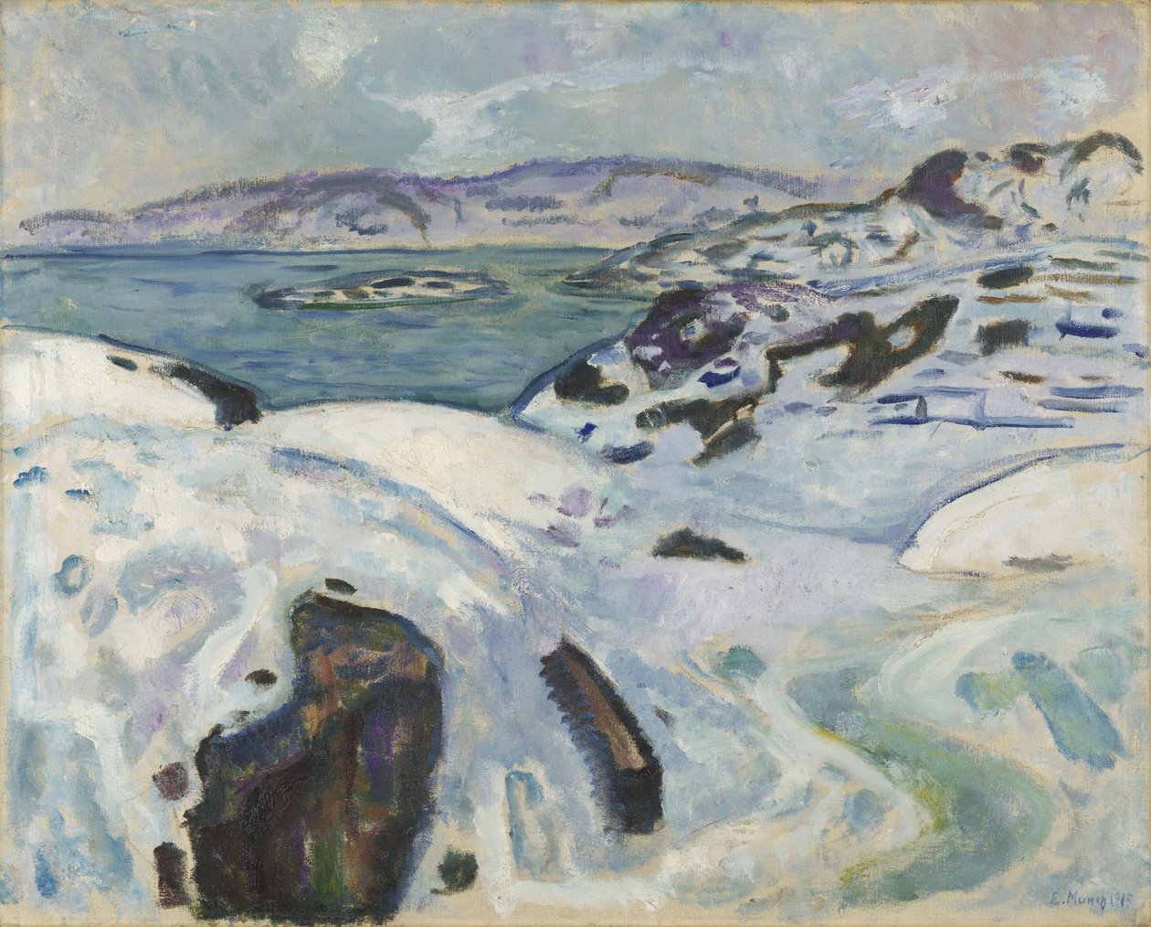 Zima na fjordu od Edvard Munch