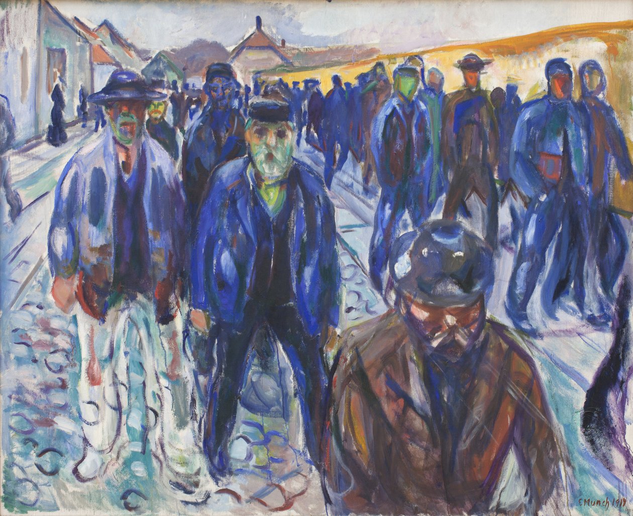 Dělníci na cestě domů od Edvard Munch